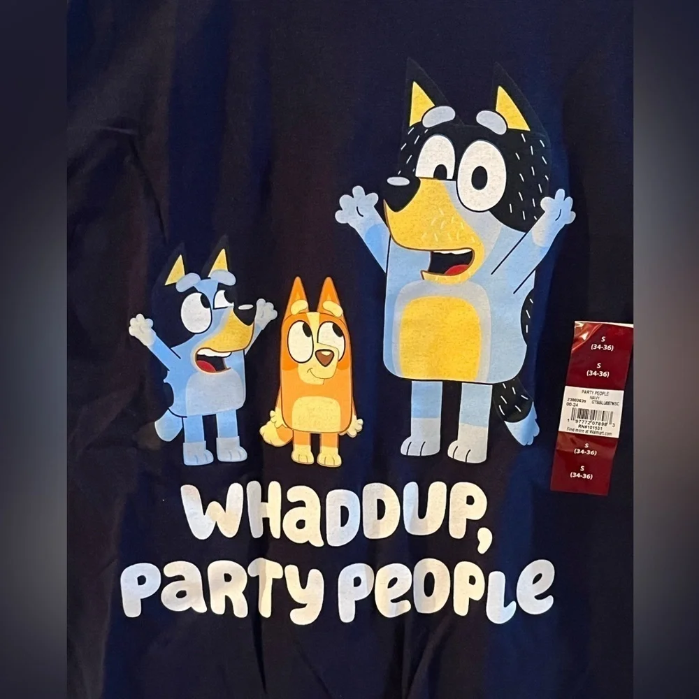 Bluey T Shirt Whaddup Party People New